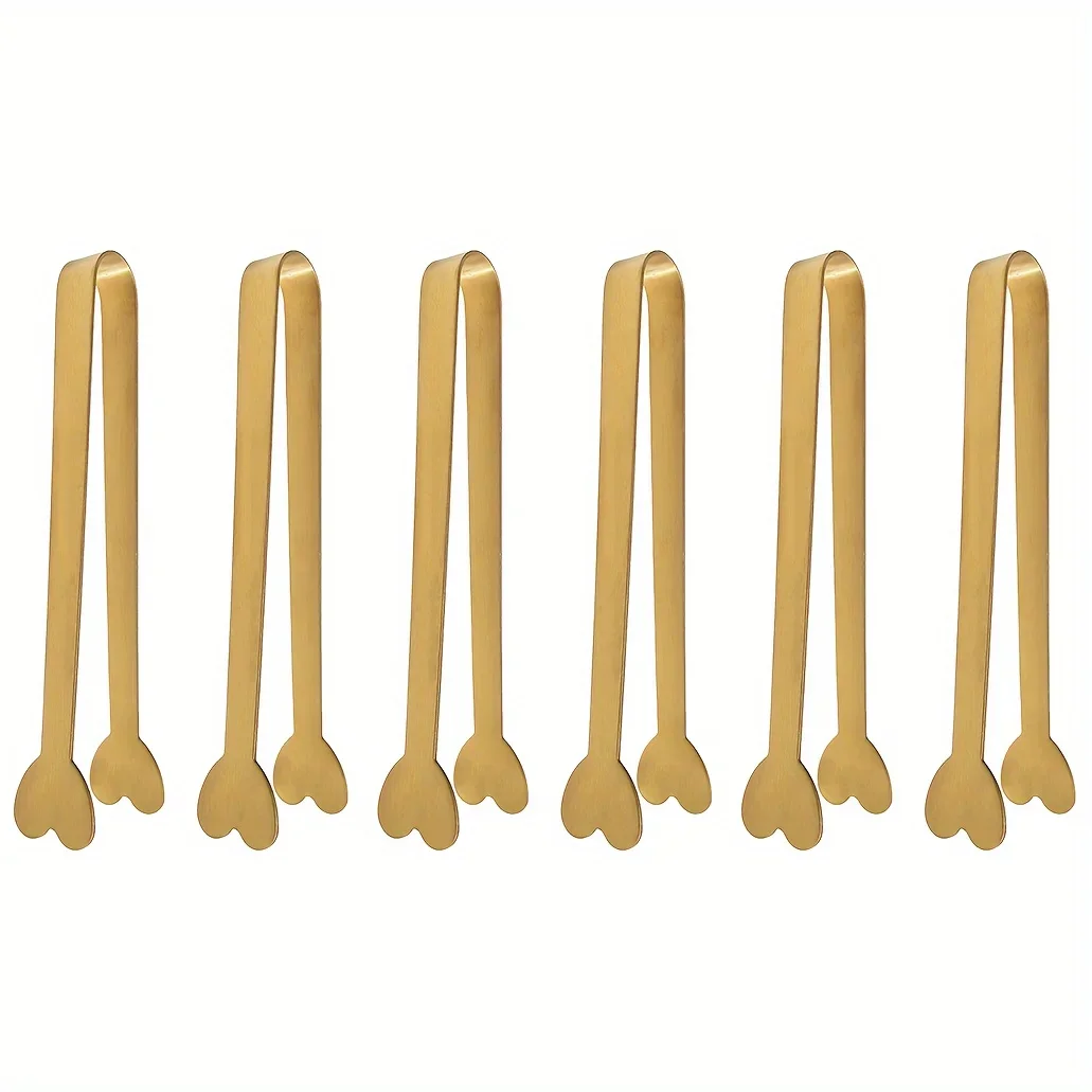 Coffee Tea Sugar Set - Stainless Steel Heart-Shaped Mini Tongs for