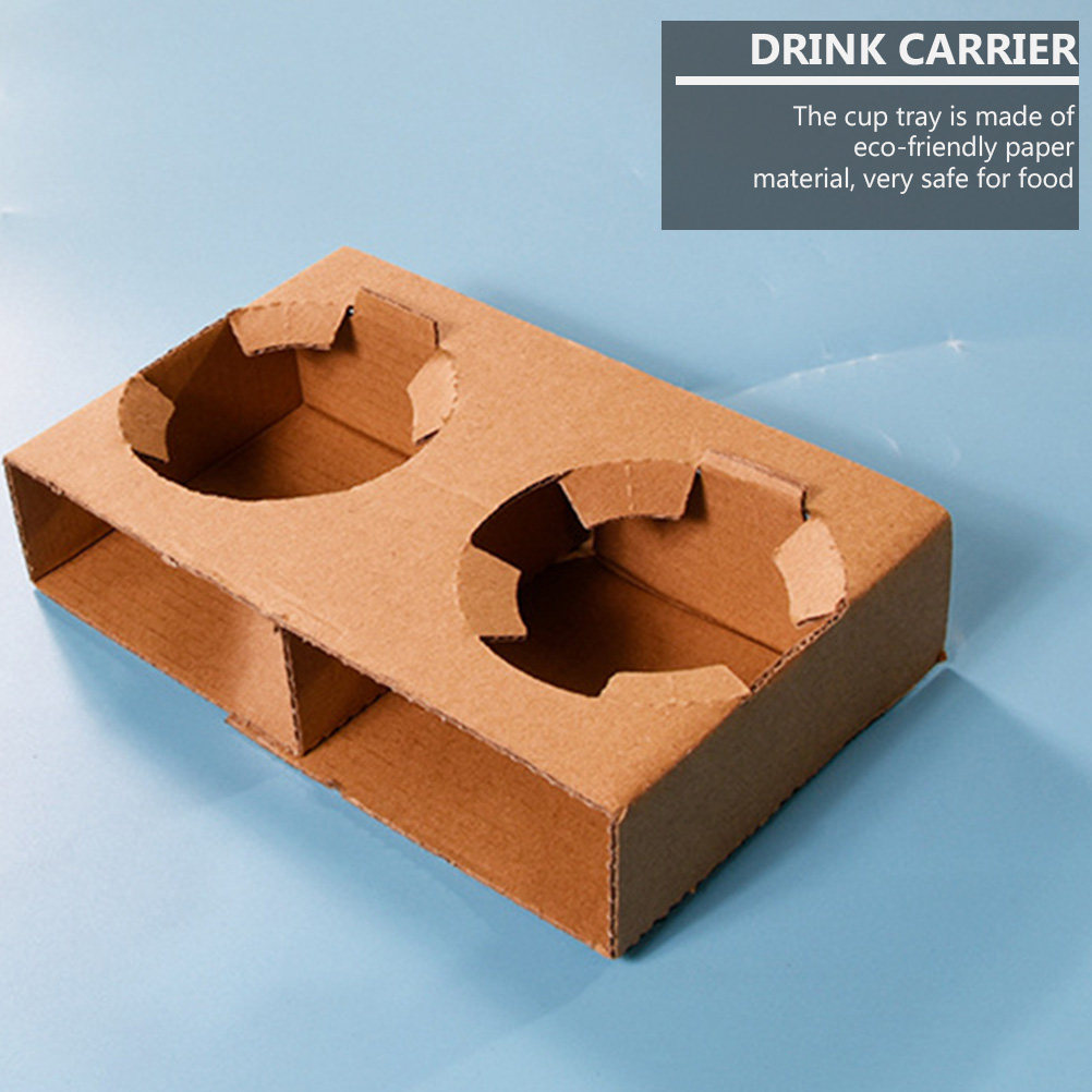 Coffee Tea Holder - 10Pcs Eco-Friendly Biodegradable Paper Drink Carrier